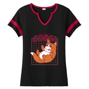 Anatomy Of A Corgi Dog Ladies Halftime Notch Neck Tee