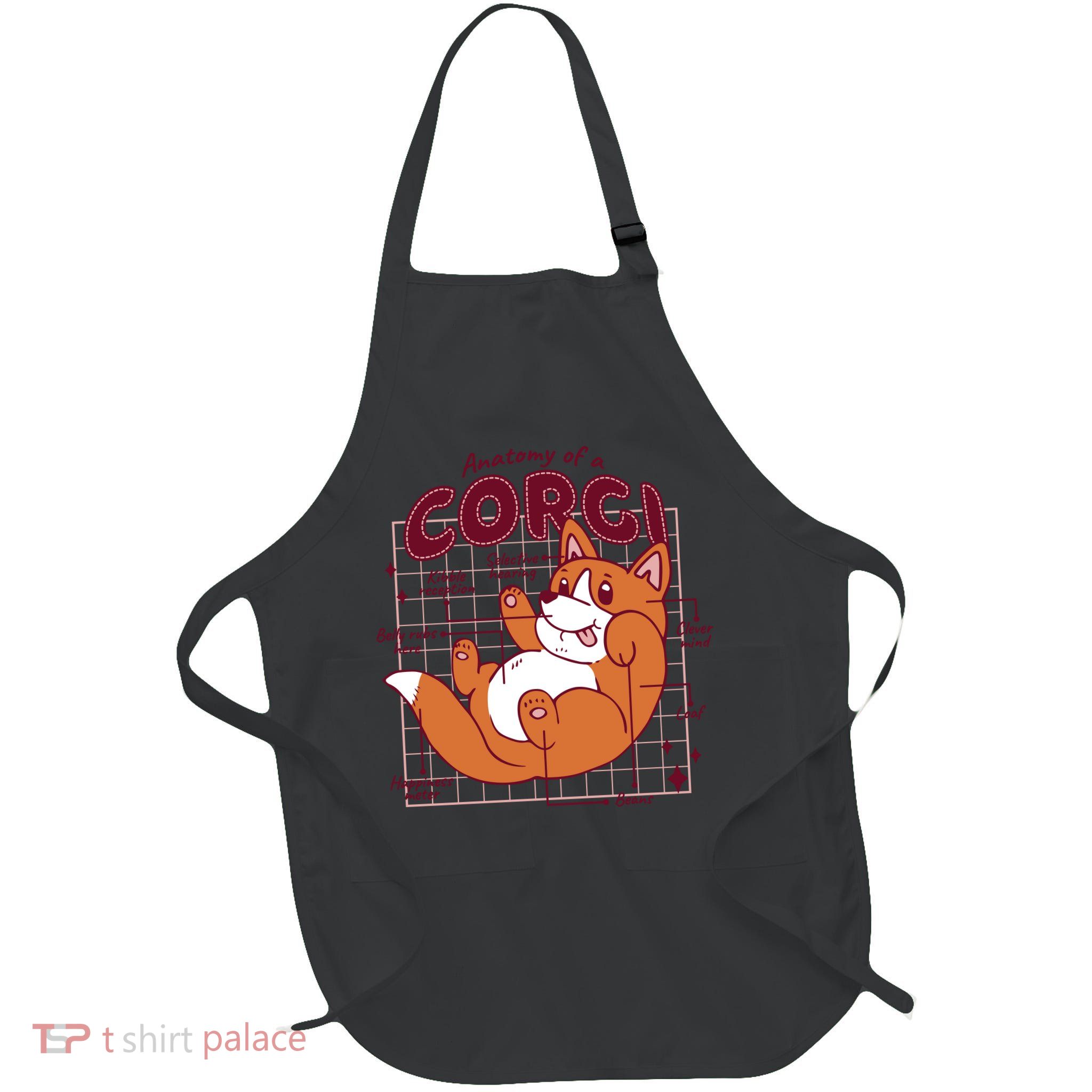 Anatomy Of A Corgi Dog Full-Length Apron With Pockets