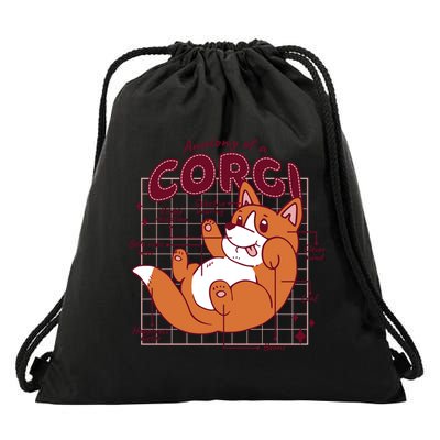 Anatomy Of A Corgi Dog Drawstring Bag