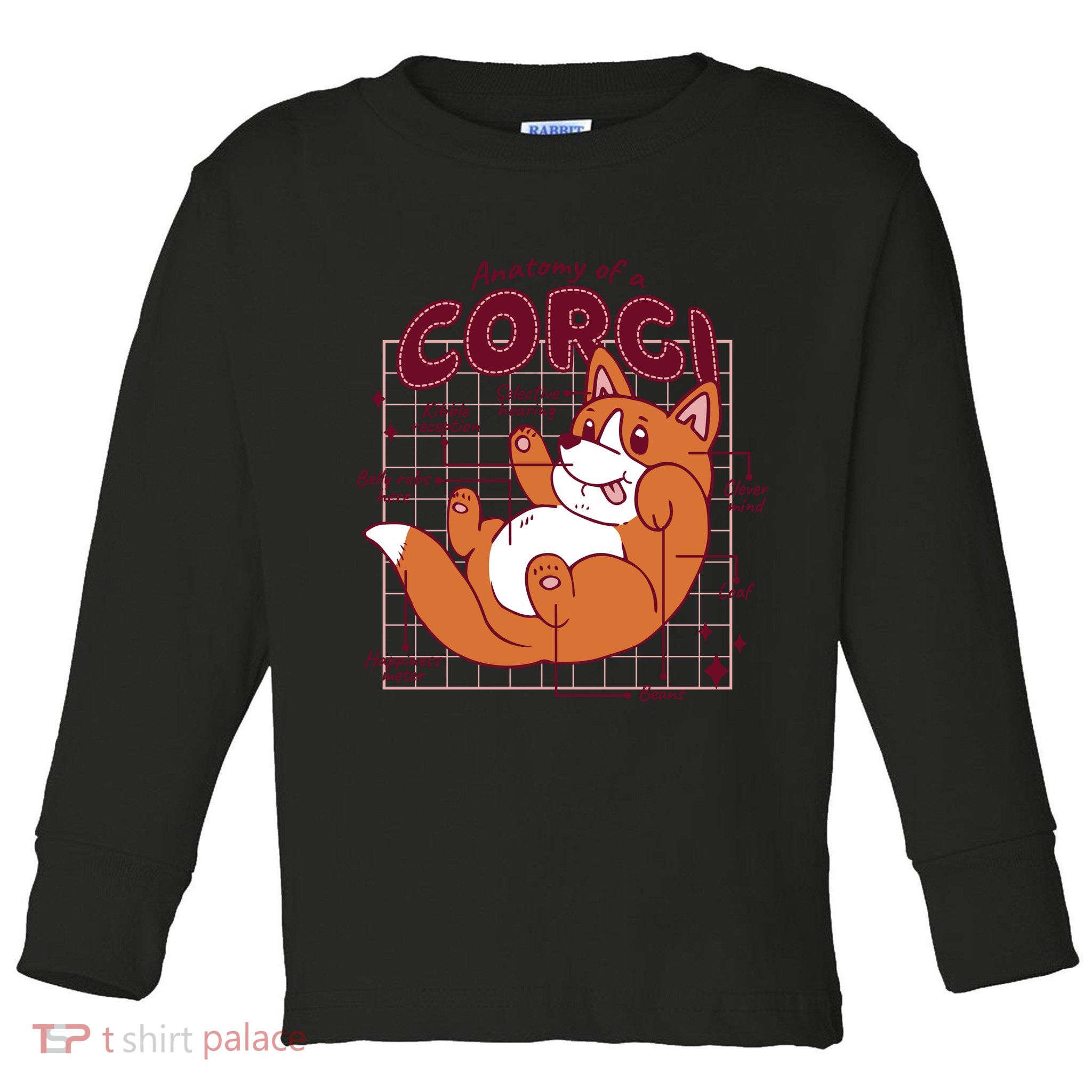 Anatomy Of A Corgi Dog Toddler Long Sleeve Shirt