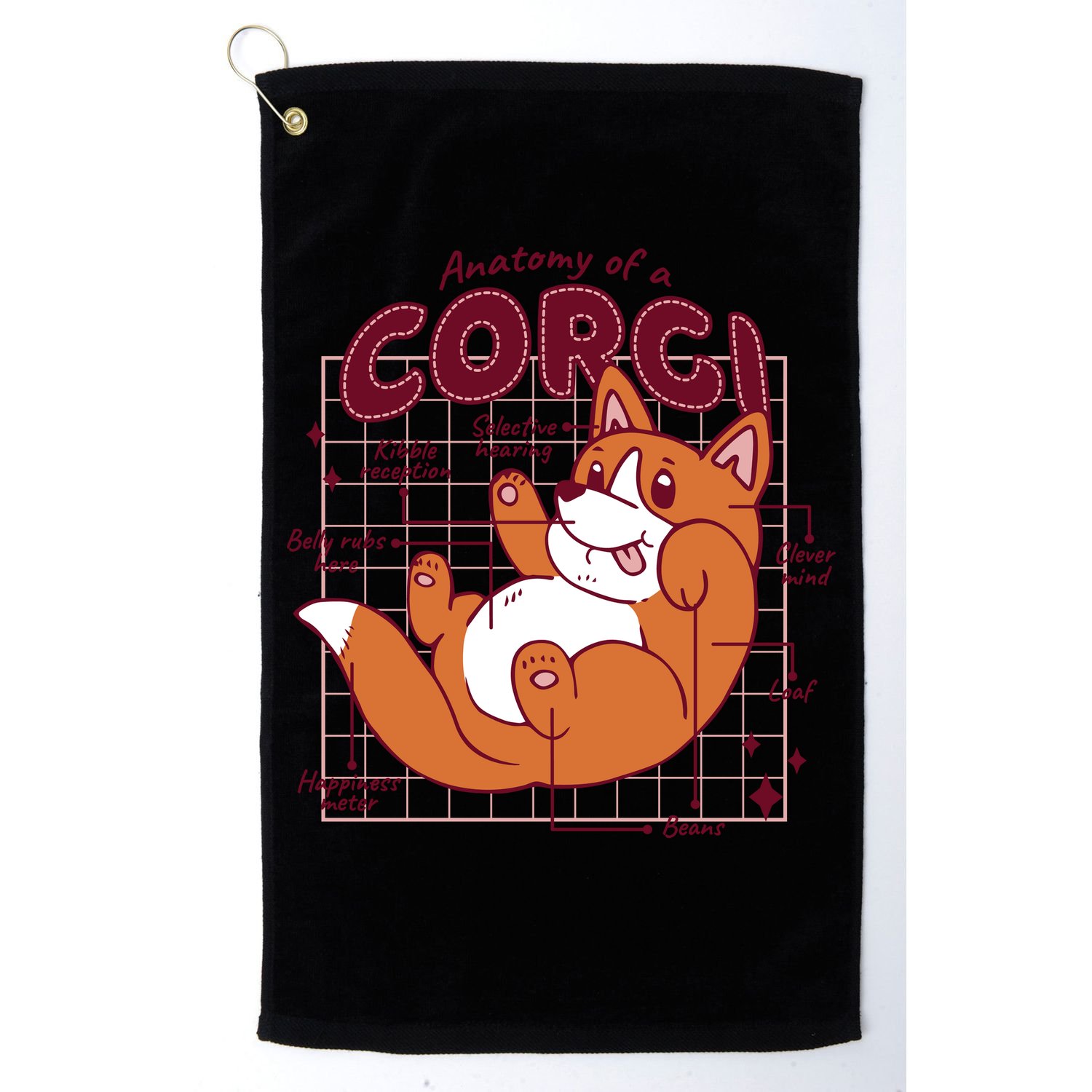 Anatomy Of A Corgi Dog Golf Towel