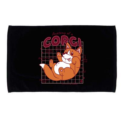 Anatomy Of A Corgi Dog Microfiber Hand Towel