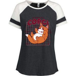 Anatomy Of A Corgi Dog Enza Ladies Jersey Colorblock Tee