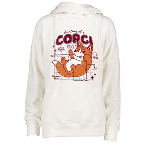 Anatomy Of A Corgi Dog Womens Funnel Neck Pullover Hood