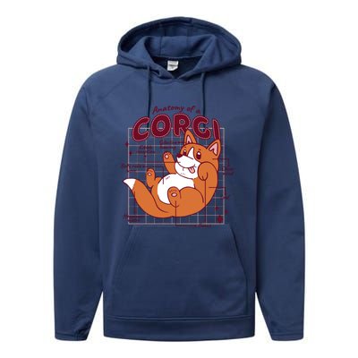 Anatomy Of A Corgi Dog Performance Fleece Hoodie