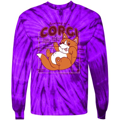 Anatomy Of A Corgi Dog Tie-Dye Long Sleeve Shirt