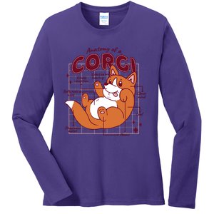 Anatomy Of A Corgi Dog Ladies Long Sleeve Shirt