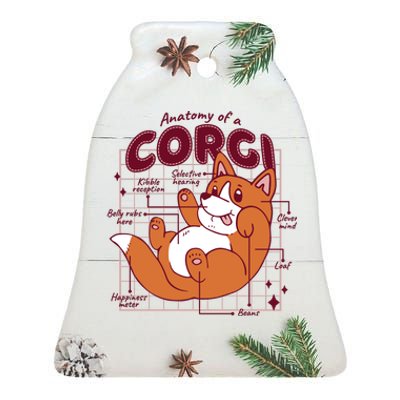 Anatomy Of A Corgi Dog Ceramic Bell Ornament