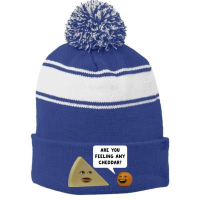 Annoying Orange Are You Feeling Any Cheddar Gift Stripe Pom Pom Beanie