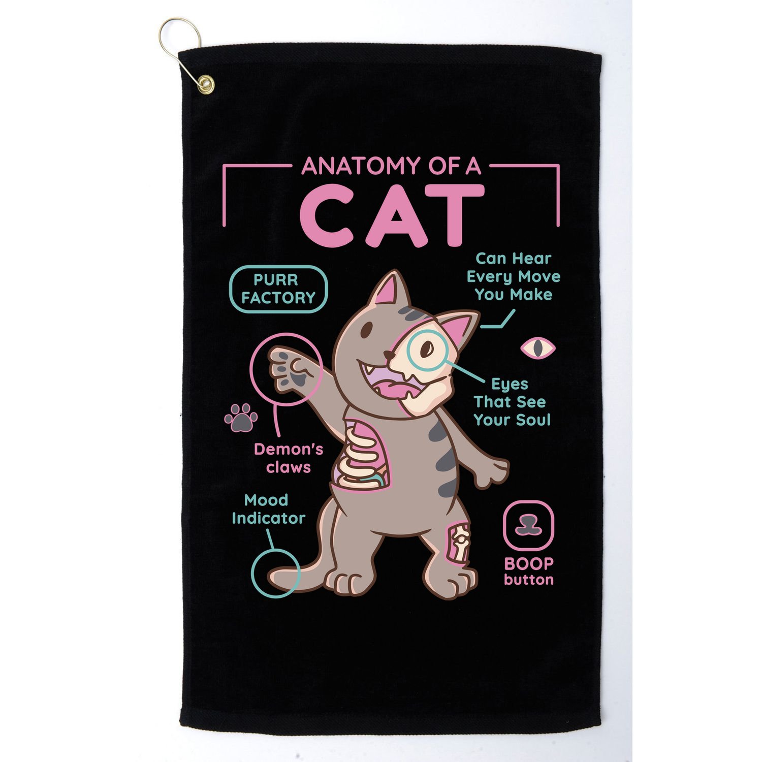 Anatomy Of A Cat Golf Towel