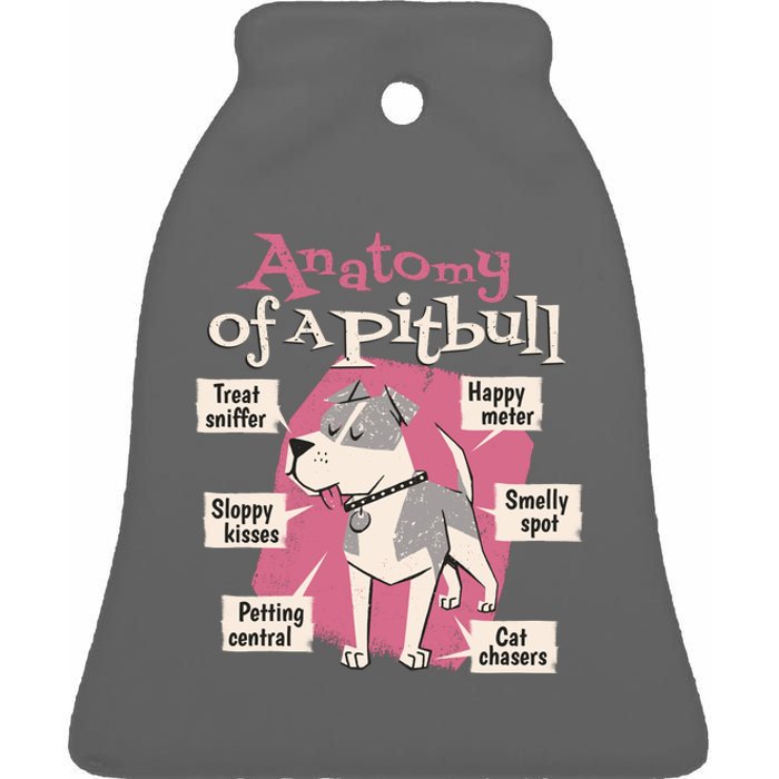 Anatomy Of A Pitbull Cute Gift Ceramic Bell Ornament