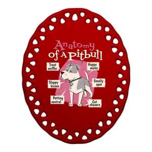 Anatomy Of A Pitbull Cute Gift Ceramic Oval Ornament