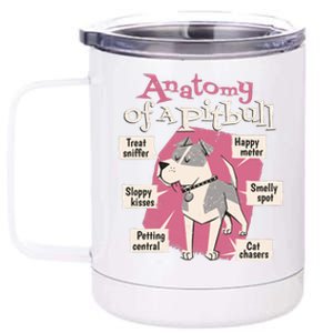 Anatomy Of A Pitbull Cute Gift 12 oz Stainless Steel Tumbler Cup