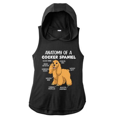 Anatomy Of A Cocker Spaniel funny pet lover Ladies PosiCharge Tri-Blend Wicking Draft Hoodie Tank