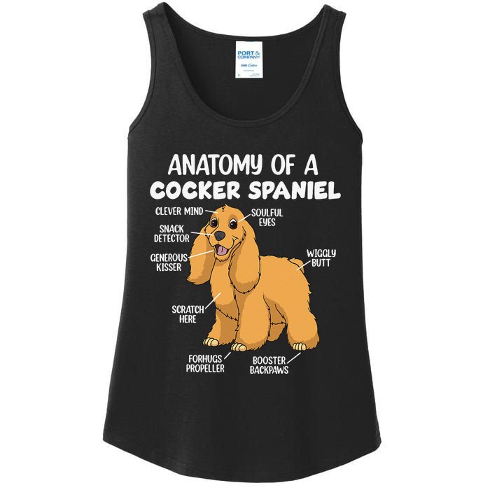 Anatomy Of A Cocker Spaniel funny pet lover Ladies Essential Tank