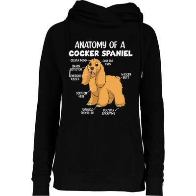 Anatomy Of A Cocker Spaniel funny pet lover Womens Funnel Neck Pullover Hood