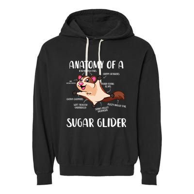 Anatomy Of A Sugar Glider Funny Cute Sugar Glider Gift Garment-Dyed Fleece Hoodie