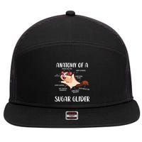 Anatomy Of A Sugar Glider Funny Cute Sugar Glider Gift 7 Panel Mesh Trucker Snapback Hat