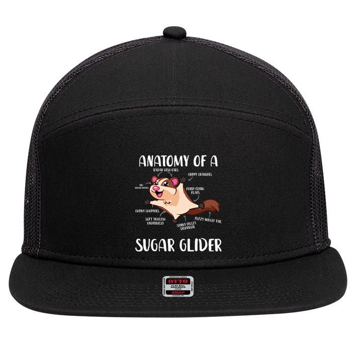 Anatomy Of A Sugar Glider Funny Cute Sugar Glider Gift 7 Panel Mesh Trucker Snapback Hat