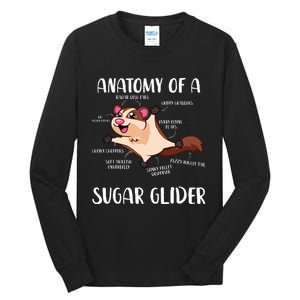 Anatomy Of A Sugar Glider Funny Cute Sugar Glider Gift Tall Long Sleeve T-Shirt