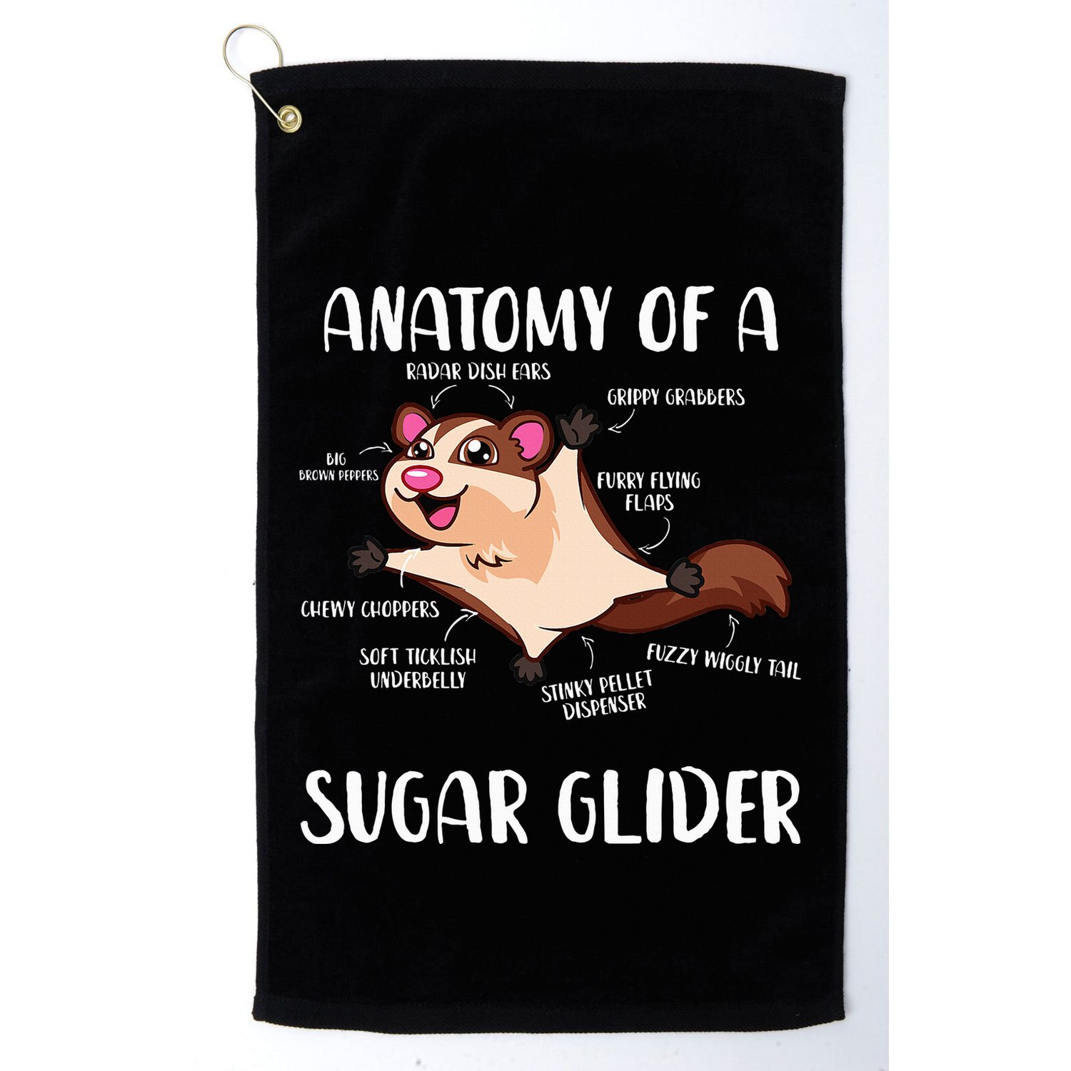 Anatomy Of A Sugar Glider Funny Cute Sugar Glider Gift Golf Towel