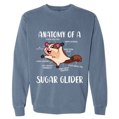 Anatomy Of A Sugar Glider Funny Cute Sugar Glider Gift Garment-Dyed Sweatshirt