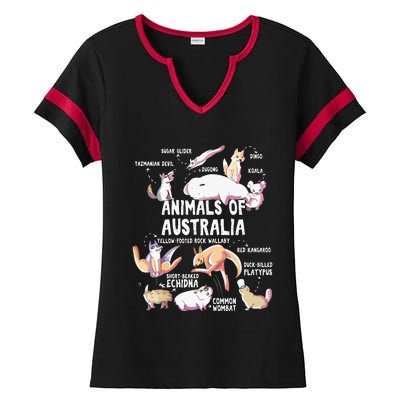 Animals Of Australia Australian Animal Educational Gift Cute Ladies Halftime Notch Neck Tee