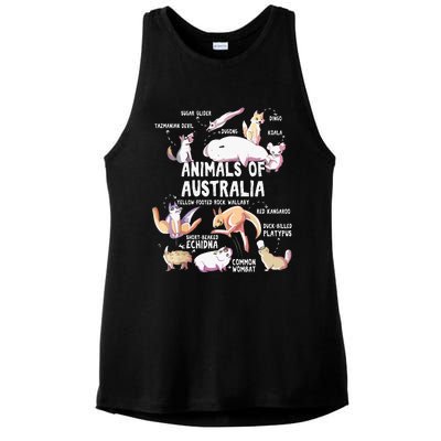 Animals Of Australia Australian Animal Educational Gift Cute Ladies PosiCharge Tri-Blend Wicking Tank