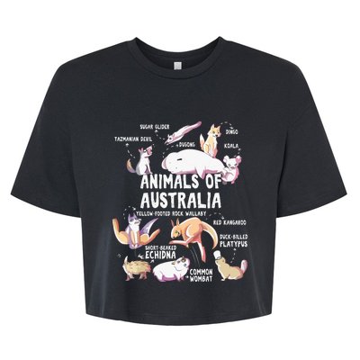 Animals Of Australia Australian Animal Educational Gift Cute Bella+Canvas Jersey Crop Tee