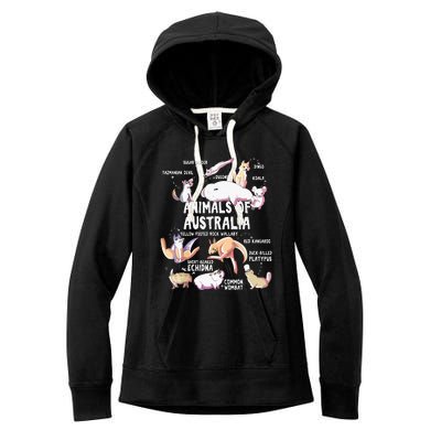 Animals Of Australia Australian Animal Educational Gift Cute Women's Fleece Hoodie