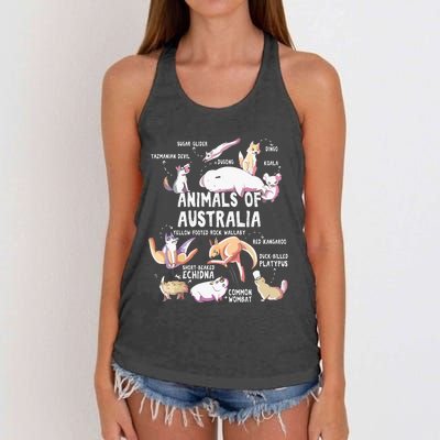 Animals Of Australia Australian Animal Educational Gift Cute Women's Knotted Racerback Tank