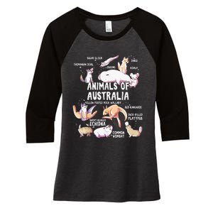 Animals Of Australia Australian Animal Educational Gift Cute Women's Tri-Blend 3/4-Sleeve Raglan Shirt