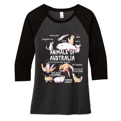 Animals Of Australia Australian Animal Educational Gift Cute Women's Tri-Blend 3/4-Sleeve Raglan Shirt