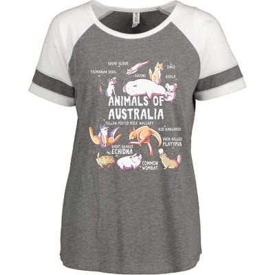 Animals Of Australia Australian Animal Educational Gift Cute Enza Ladies Jersey Colorblock Tee