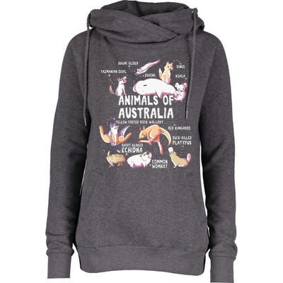 Animals Of Australia Australian Animal Educational Gift Cute Womens Funnel Neck Pullover Hood