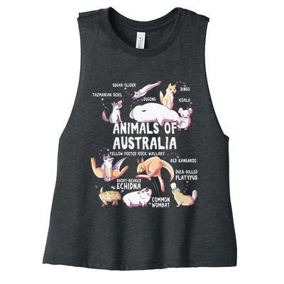 Animals Of Australia Australian Animal Educational Gift Cute Women's Racerback Cropped Tank