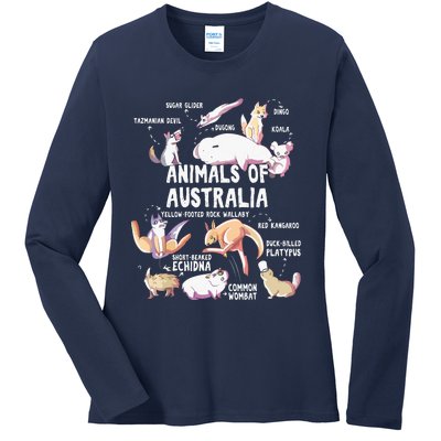 Animals Of Australia Australian Animal Educational Gift Cute Ladies Long Sleeve Shirt