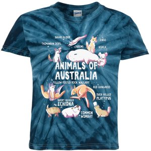 Animals Of Australia Australian Animal Educational Gift Cute Kids Tie-Dye T-Shirt