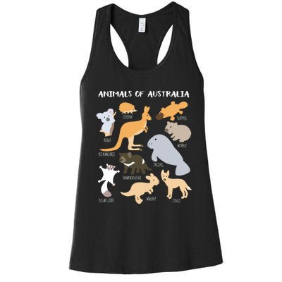 Animals Of Australia Australian Animal Educational Gift Women's Racerback Tank