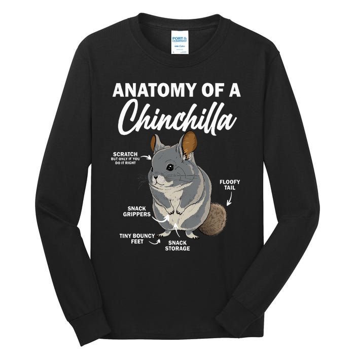 Anatomy Of A Chinchilla For Women Chinchilla Mom Funny Tall Long Sleeve T-Shirt