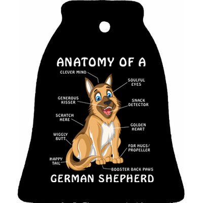 Anatomy Of A German Shepherd Ceramic Bell Ornament