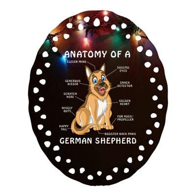 Anatomy Of A German Shepherd Ceramic Oval Ornament