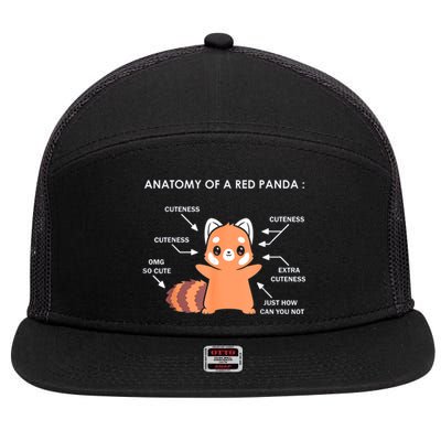 Anatomy Of A Red Panda Science Zoologist Red Panda Anatomy Gift 7 Panel Mesh Trucker Snapback Hat