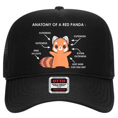 Anatomy Of A Red Panda Science Zoologist Red Panda Anatomy Gift High Crown Mesh Back Trucker Hat