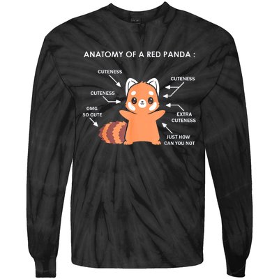 Anatomy Of A Red Panda Science Zoologist Red Panda Anatomy Gift Tie-Dye Long Sleeve Shirt