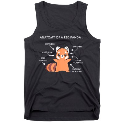 Anatomy Of A Red Panda Science Zoologist Red Panda Anatomy Gift Tank Top