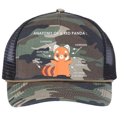 Anatomy Of A Red Panda Science Zoologist Red Panda Anatomy Gift Retro Rope Trucker Hat Cap