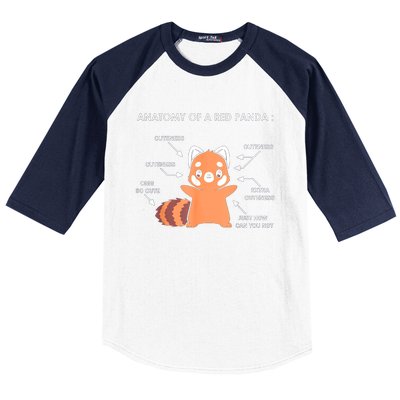 Anatomy Of A Red Panda Science Zoologist Red Panda Anatomy Gift Baseball Sleeve Shirt