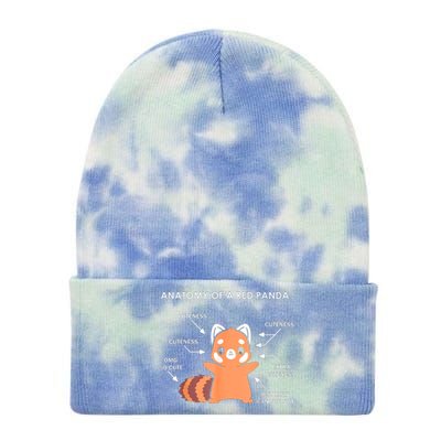 Anatomy Of A Red Panda Science Zoologist Red Panda Anatomy Gift Tie Dye 12in Knit Beanie