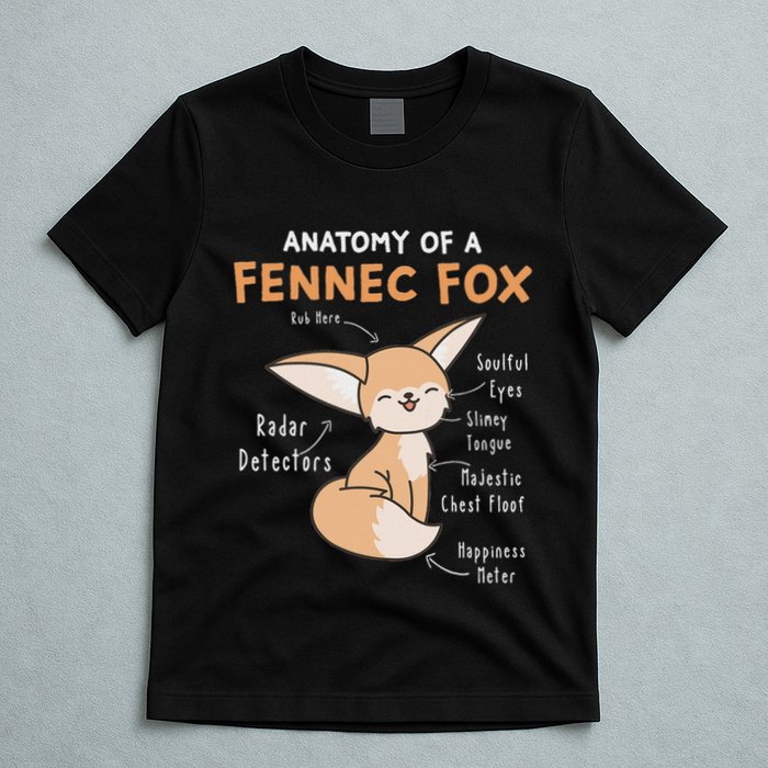 Anatomy Of A Fennec Fox Cute Fox Lover Gift Fennec Fox T-Shirt